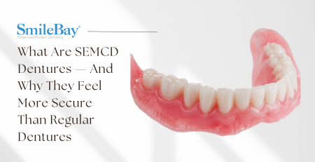 Close-up of SEMCD lower denture model showing gum-fitting design for improved stability