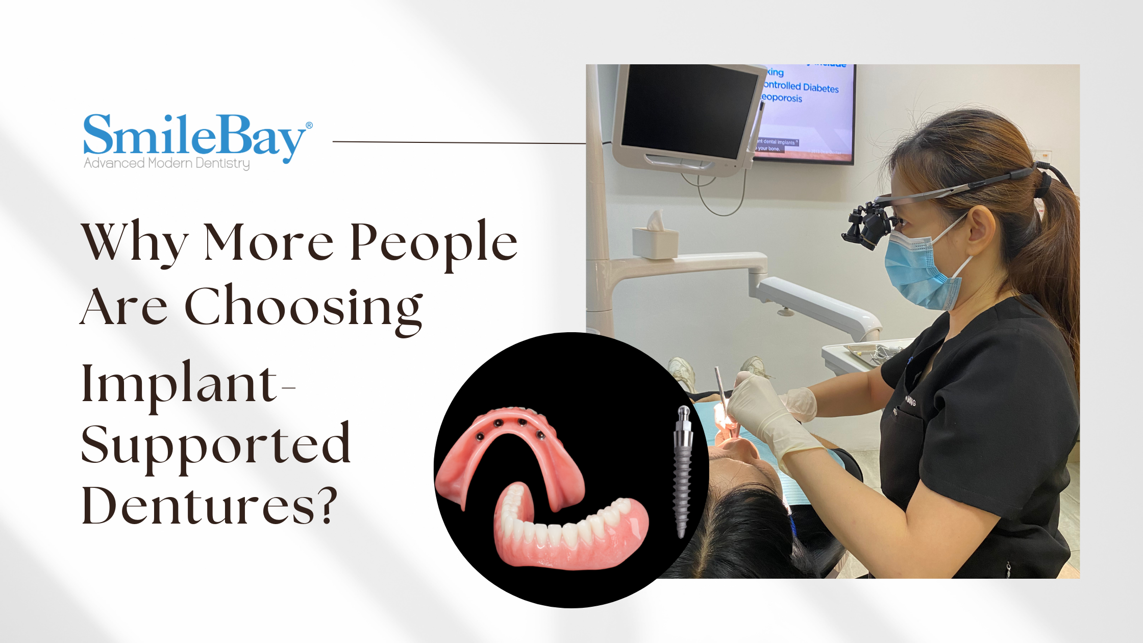 SmileBay dentist performing implant-supported dentures procedure in Penang